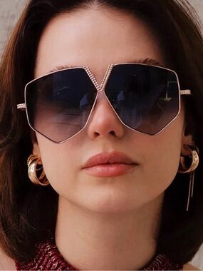 VALENTINO GARAVANI V-Hexagon Gold Titanium Sunglasses--NWT
